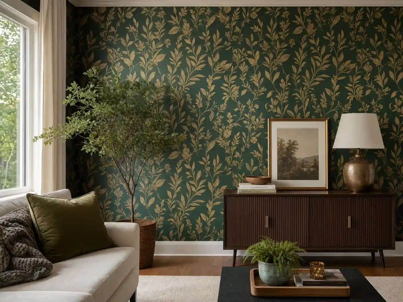 Room after wallpaper installation